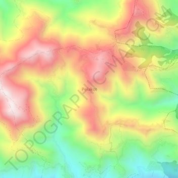 Topografische kaart Pelakot, hoogte, reliëf