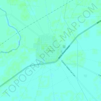 Topografische kaart Toledo, hoogte, reliëf
