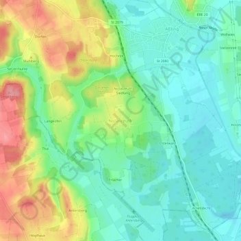 Topografische kaart Niclasreuth, hoogte, reliëf
