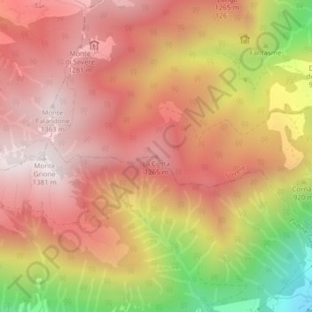 Topografische kaart La Costa, hoogte, reliëf