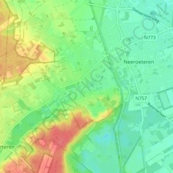 Topografische kaart Berg, hoogte, reliëf