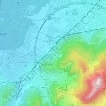 Topografische kaart Leutersberg, hoogte, reliëf