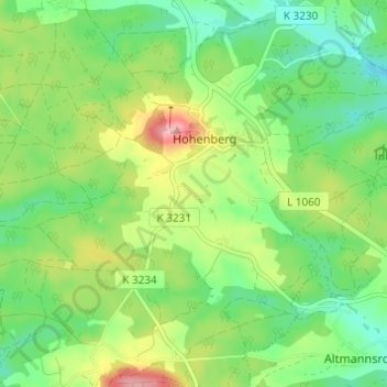 Topografische kaart Tannenbühl, hoogte, reliëf
