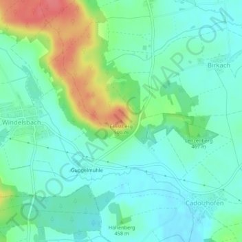 Topografische kaart Ernstberg, hoogte, reliëf