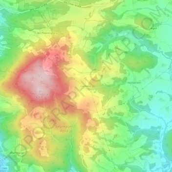 Topografische kaart Lachstatt, hoogte, reliëf