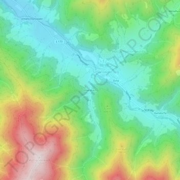 Topografische kaart Ettersbach, hoogte, reliëf