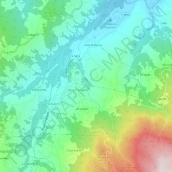Topografische kaart Miriani di sotto, hoogte, reliëf
