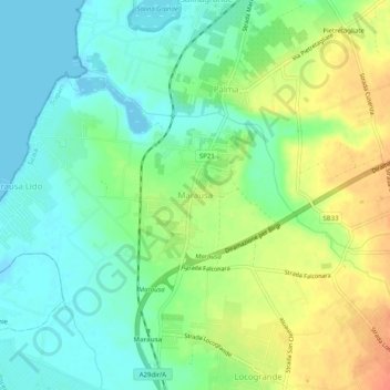 Topografische kaart Marausa, hoogte, reliëf