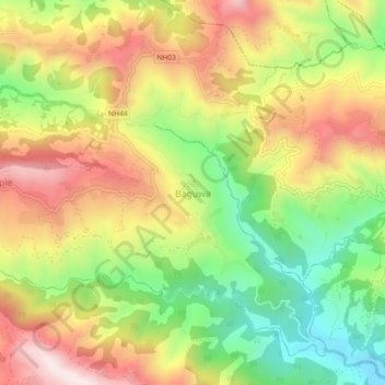 Topografische kaart Baguwa, hoogte, reliëf