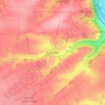 Topografische kaart Darstadt, hoogte, reliëf