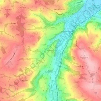 Topografische kaart Helmberg, hoogte, reliëf
