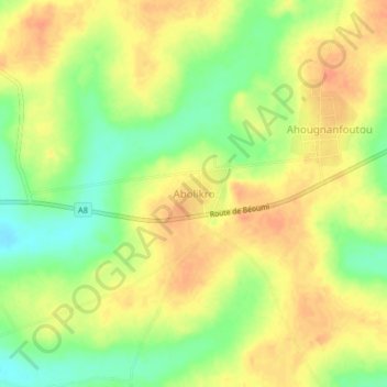 Topografische kaart Abolikro, hoogte, reliëf