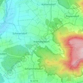 Topografische kaart Kremmeldorf, hoogte, reliëf