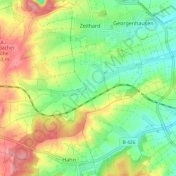 Topografische kaart Dilshofen, hoogte, reliëf
