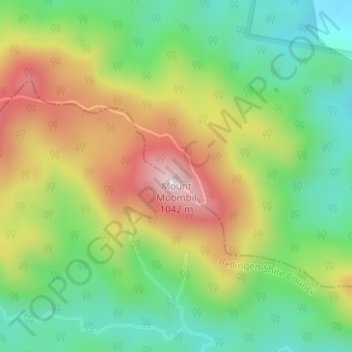 Topografische kaart Mount Moombil, hoogte, reliëf