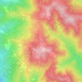 Topografische kaart Casciano, hoogte, reliëf