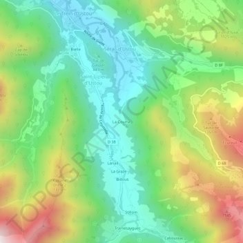 Topografische kaart La Coume, hoogte, reliëf