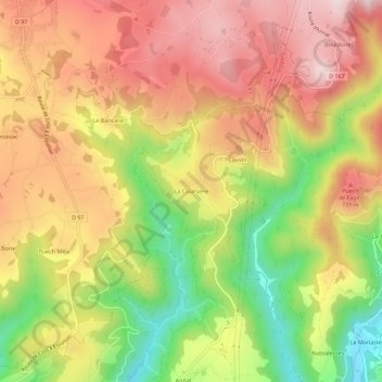 Topografische kaart La Coursière, hoogte, reliëf