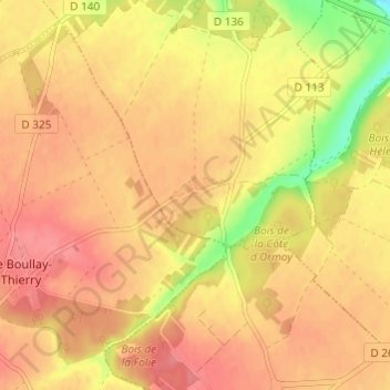 Topografische kaart Cherville, hoogte, reliëf