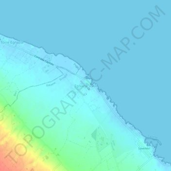 Topografische kaart Egnazia scavi, hoogte, reliëf