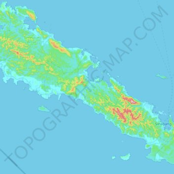 Topografische kaart Pulau Simeulue, hoogte, reliëf