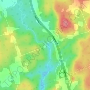 Topografische kaart Stirling Falls, hoogte, reliëf