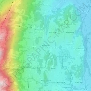 Topografische kaart Muderbolz, hoogte, reliëf