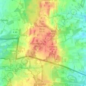 Topografische kaart Hesingen, hoogte, reliëf