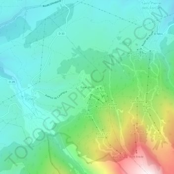 Topografische kaart Eyne 2600, hoogte, reliëf