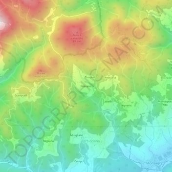 Topografische kaart Fibbiano, hoogte, reliëf