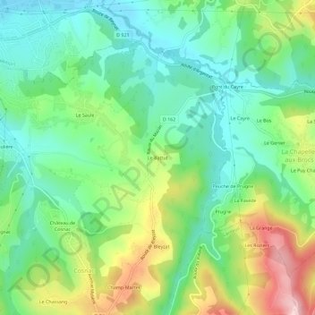 Topografische kaart Le Battut, hoogte, reliëf