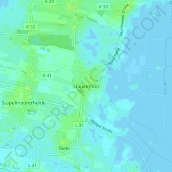 Topografische kaart Stapelmoor, hoogte, reliëf