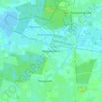 Topografische kaart Wagnersfehn, hoogte, reliëf