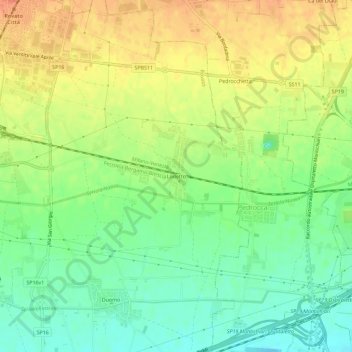 Topografische kaart Lodetto, hoogte, reliëf