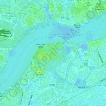 Topografische kaart Plumstead Marshes, hoogte, reliëf