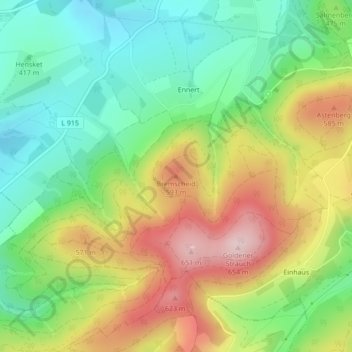 Topografische kaart Bremscheid, hoogte, reliëf