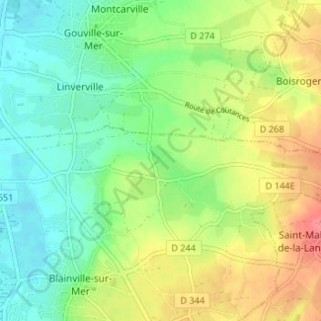 Topografische kaart La Jeannerie, hoogte, reliëf