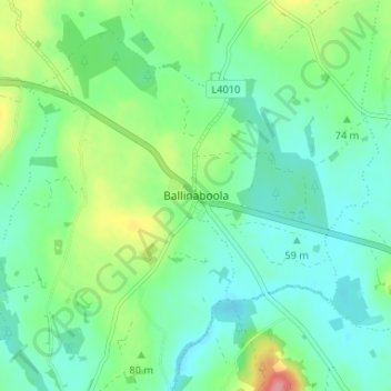 Topografische kaart Ballinaboola, hoogte, reliëf