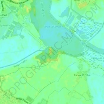Topografische kaart Forte di Pietole, hoogte, reliëf