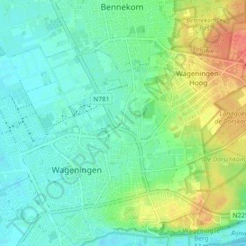 Topografische kaart Leeuwen, hoogte, reliëf