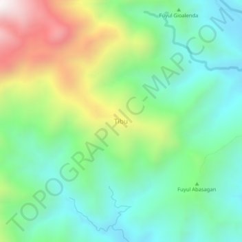 Topografische kaart Tibu, hoogte, reliëf