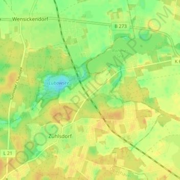 Topografische kaart Seefeld, hoogte, reliëf