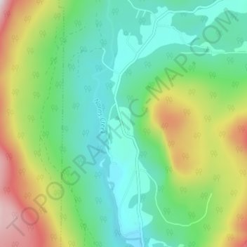 Topografische kaart Pass Creek, hoogte, reliëf