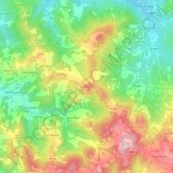 Topografische kaart Stefanago, hoogte, reliëf