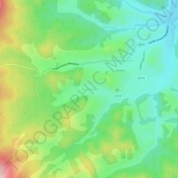 Topografische kaart Rucăreni, hoogte, reliëf