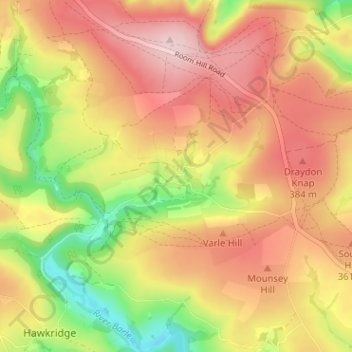 Topografische kaart Liscombe, hoogte, reliëf