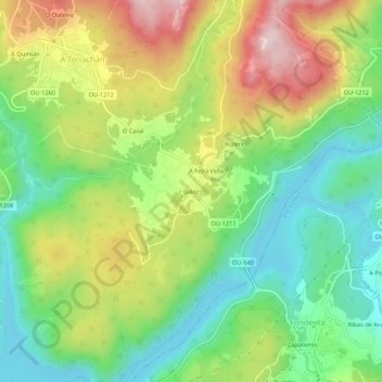 Topografische kaart Galez, hoogte, reliëf