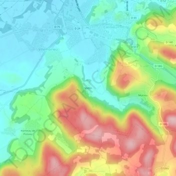 Topografische kaart Mallin, hoogte, reliëf