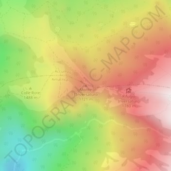 Topografische kaart Monte l'Inversaturo, hoogte, reliëf