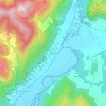Topografische kaart Hausdorf, hoogte, reliëf